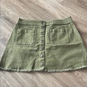 Madewell Khaki Button-Down Mini Skirt